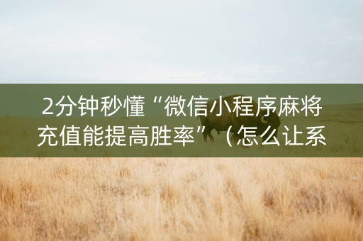 2分钟秒懂“微信小程序麻将充值能提高胜率”（怎么让系统给你发好牌)
