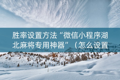 胜率设置方法“微信小程序湖北麻将专用神器”（怎么设置才能赢)