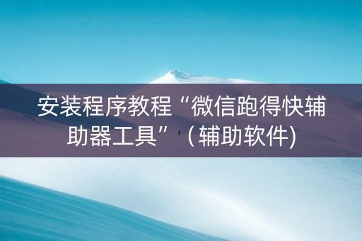 安装程序教程“微信跑得快辅助器工具”（辅助软件)