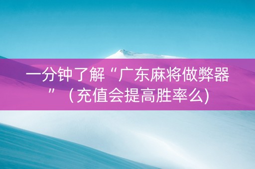 一分钟了解“广东麻将做弊器”（充值会提高胜率么)