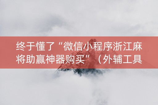 终于懂了“微信小程序浙江麻将助赢神器购买”（外辅工具)