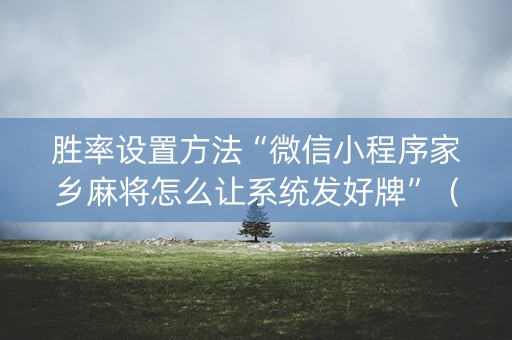 胜率设置方法“微信小程序家乡麻将怎么让系统发好牌”（攻略插件)