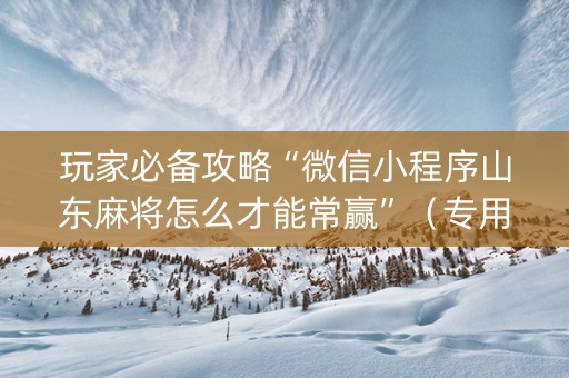玩家必备攻略“微信小程序山东麻将怎么才能常赢”（专用神器)