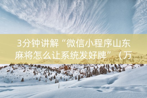 3分钟讲解“微信小程序山东麻将怎么让系统发好牌”（万能开挂神器)