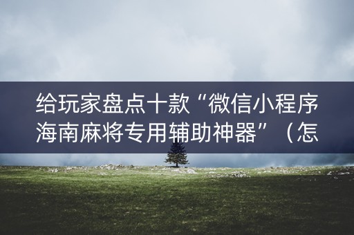 给玩家盘点十款“微信小程序海南麻将专用辅助神器”（怎么控制输赢)