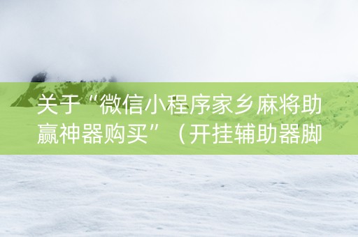 关于“微信小程序家乡麻将助赢神器购买”（开挂辅助器脚本)