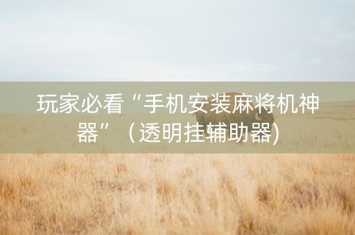 玩家必看“手机安装麻将机神器”（透明挂辅助器)