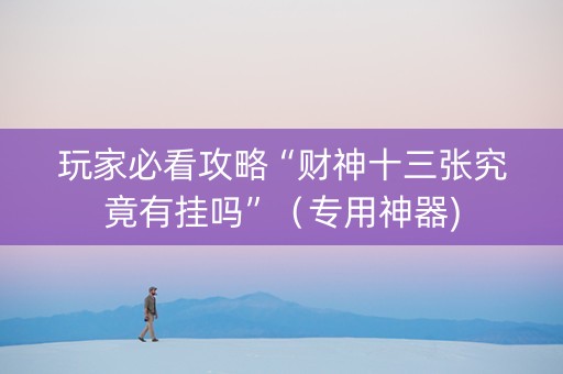 玩家必看攻略“财神十三张究竟有挂吗”（专用神器)