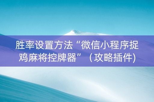胜率设置方法“微信小程序捉鸡麻将控牌器”（攻略插件)