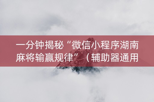 一分钟揭秘“微信小程序湖南麻将输赢规律”（辅助器通用版)