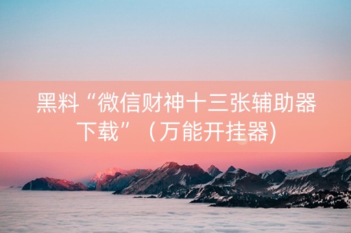 黑料“微信财神十三张辅助器下载”（万能开挂器)
