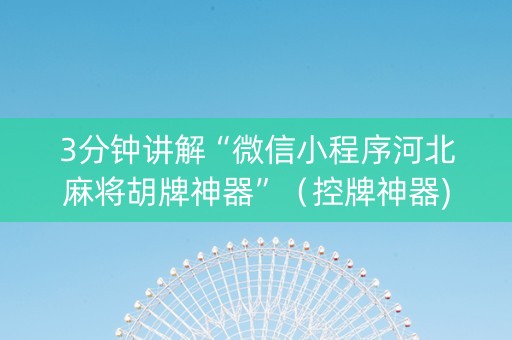3分钟讲解“微信小程序河北麻将胡牌神器”（控牌神器)