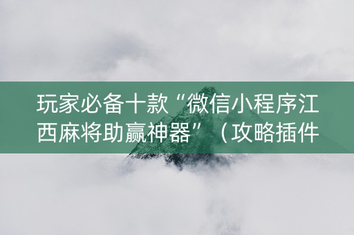 玩家必备十款“微信小程序江西麻将助赢神器”（攻略插件)