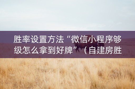 胜率设置方法“微信小程序够级怎么拿到好牌”（自建房胜负规律)