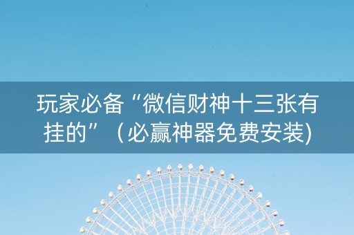 玩家必备“微信财神十三张有挂的”（必赢神器免费安装)