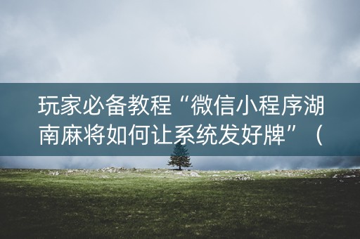 玩家必备教程“微信小程序湖南麻将如何让系统发好牌”（好友房怎么才能赢)