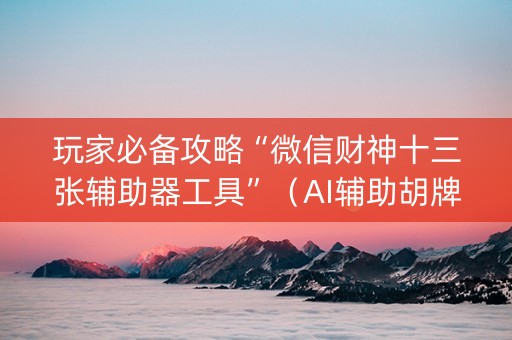 玩家必备攻略“微信财神十三张辅助器工具”（AI辅助胡牌规则)