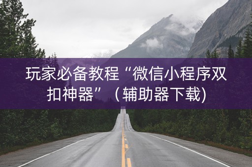 玩家必备教程“微信小程序双扣神器”（辅助器下载)