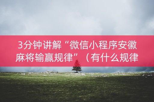 3分钟讲解“微信小程序安徽麻将输赢规律”（有什么规律)