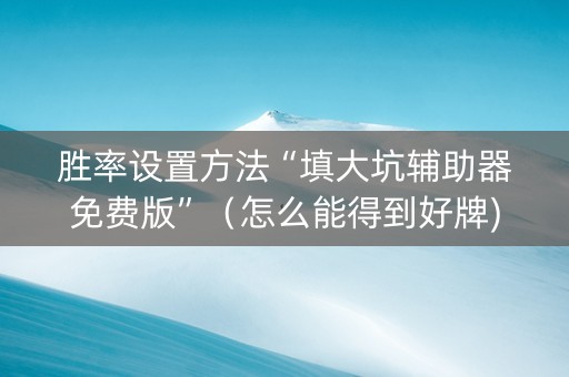 胜率设置方法“填大坑辅助器免费版”（怎么能得到好牌)