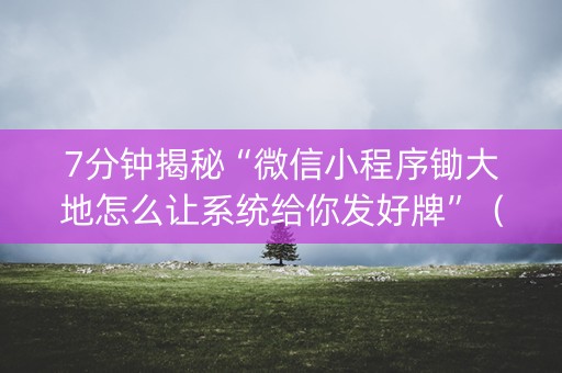 7分钟揭秘“微信小程序锄大地怎么让系统给你发好牌”（怎么调胜率)