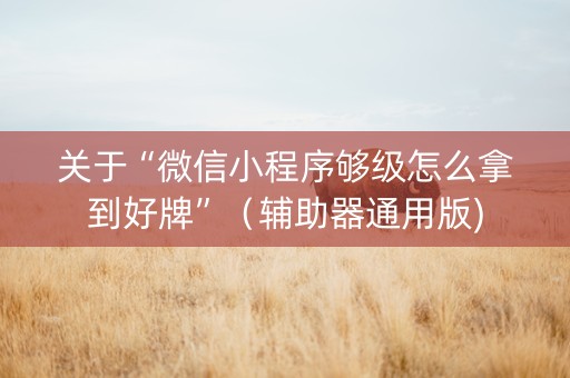 关于“微信小程序够级怎么拿到好牌”（辅助器通用版)