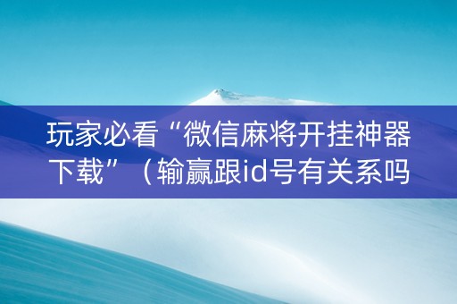玩家必看“微信麻将开挂神器下载”（输赢跟id号有关系吗)