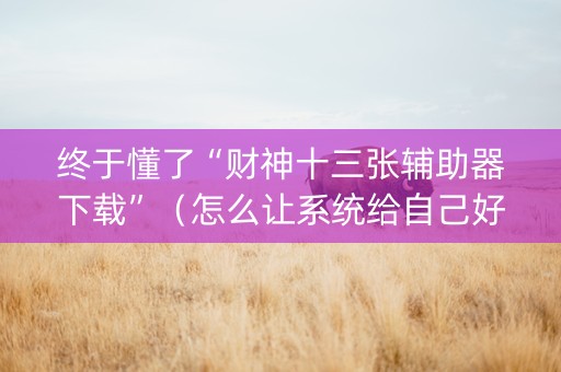终于懂了“财神十三张辅助器下载”（怎么让系统给自己好牌)