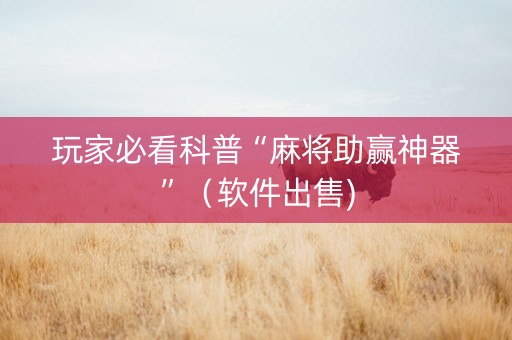 玩家必看科普“麻将助赢神器”（软件出售)