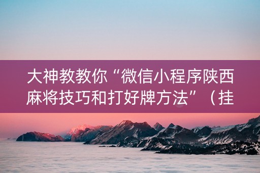 大神教教你“微信小程序陕西麻将技巧和打好牌方法”（挂件神器)