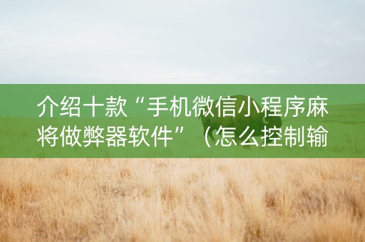 介绍十款“手机微信小程序麻将做弊器软件”（怎么控制输赢)