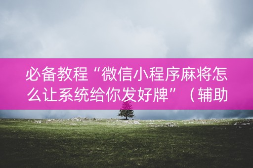 必备教程“微信小程序麻将怎么让系统给你发好牌”（辅助器下载)