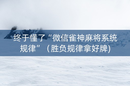 终于懂了“微信雀神麻将系统规律”（胜负规律拿好牌)