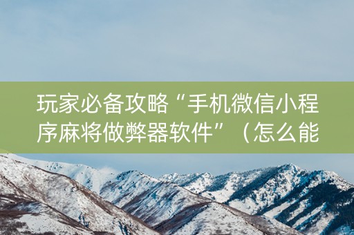 玩家必备攻略“手机微信小程序麻将做弊器软件”（怎么能调好牌)