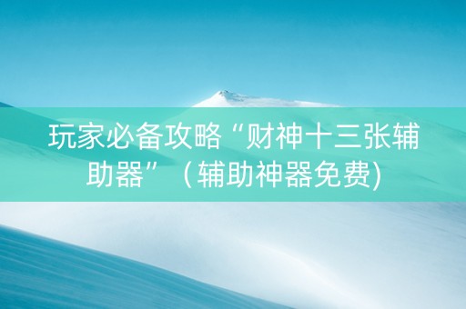 玩家必备攻略“财神十三张辅助器”（辅助神器免费)