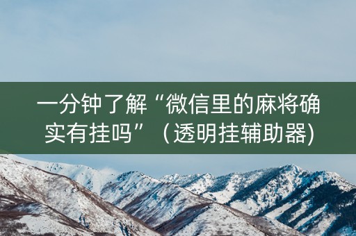 一分钟了解“微信里的麻将确实有挂吗”（透明挂辅助器)