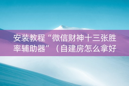 安装教程“微信财神十三张胜率辅助器”（自建房怎么拿好牌)