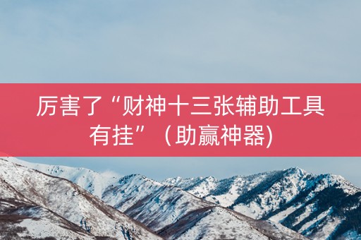 厉害了“财神十三张辅助工具有挂”（助赢神器)