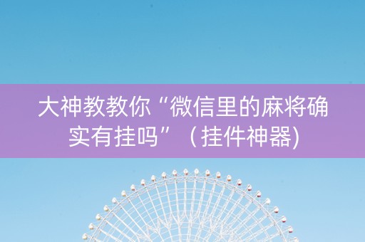 大神教教你“微信里的麻将确实有挂吗”（挂件神器)