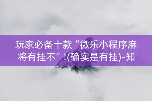 玩家必备十款“微乐小程序麻将有挂不”!(确实是有挂)-知乎