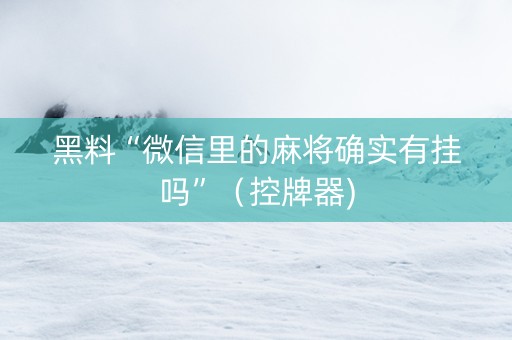 黑料“微信里的麻将确实有挂吗”（控牌器)