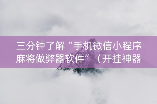 三分钟了解“手机微信小程序麻将做弊器软件”（开挂神器下载)