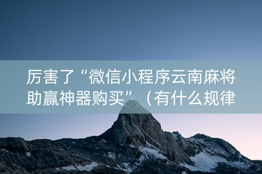 厉害了“微信小程序云南麻将助赢神器购买”（有什么规律)