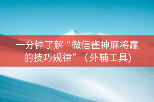 一分钟了解“微信雀神麻将赢的技巧规律”（外辅工具)