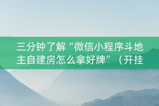三分钟了解“微信小程序斗地主自建房怎么拿好牌”（开挂辅助插件)