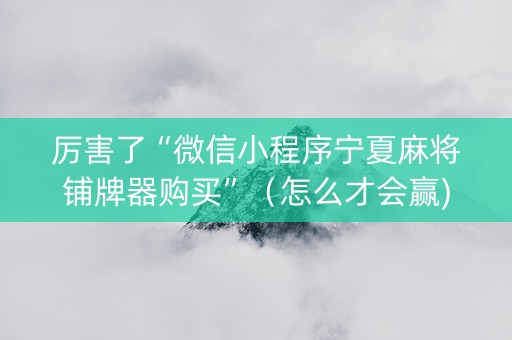 厉害了“微信小程序宁夏麻将铺牌器购买”（怎么才会赢)