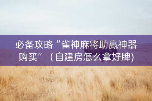 必备攻略“雀神麻将助赢神器购买”（自建房怎么拿好牌)