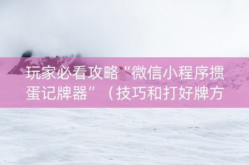 玩家必看攻略“微信小程序掼蛋记牌器”（技巧和打好牌方法)