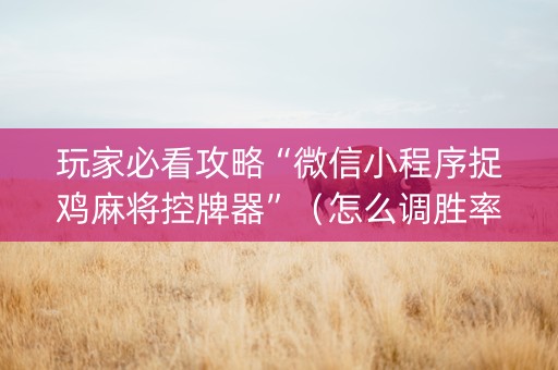 玩家必看攻略“微信小程序捉鸡麻将控牌器”（怎么调胜率)
