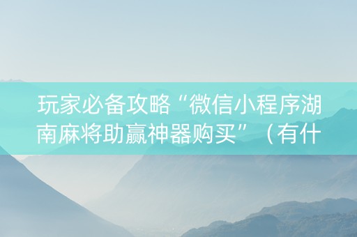 玩家必备攻略“微信小程序湖南麻将助赢神器购买”（有什么规律)